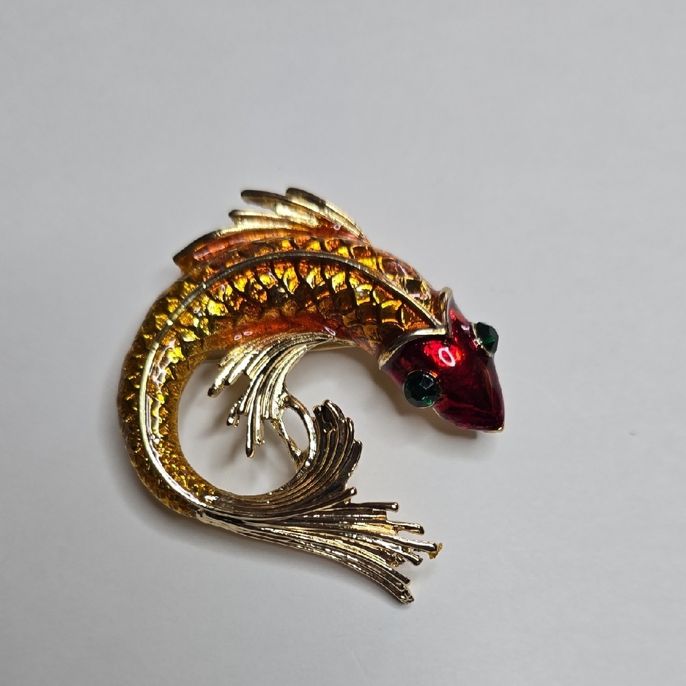 Gold and Red Koi Brooch / Pendant